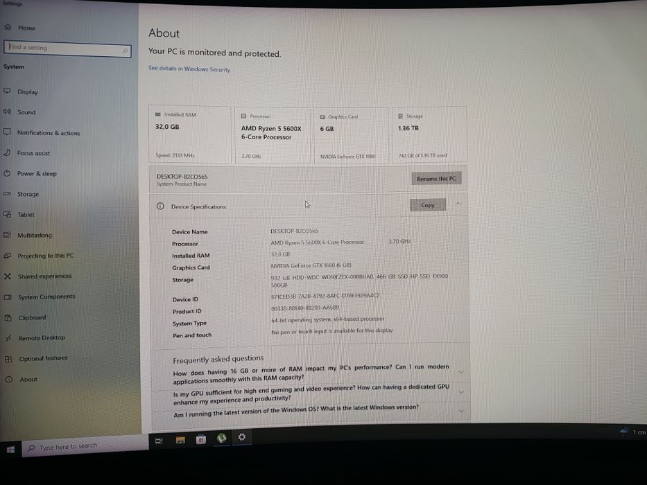 Desktop gaming Ryzen 5 5600x,MSI gtx 1660 gaming x