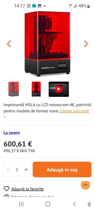 Doua imprimante 3D cu rășină