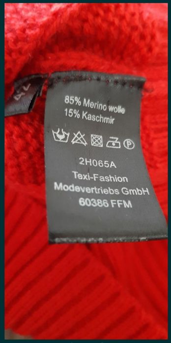 Pulover casmir si lana ,rosu,fin,moale calduros superb L