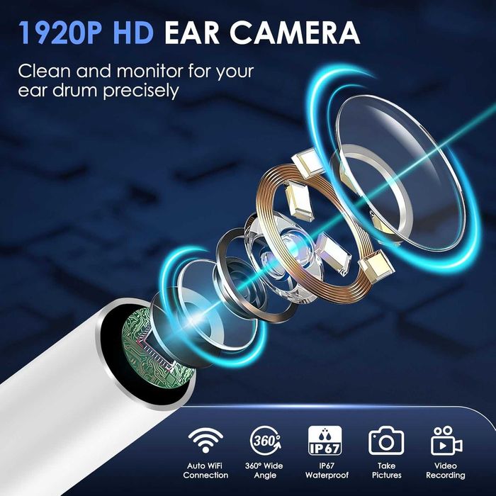 Otoscop - Curățare urechi cu cameră HD 1920P, si WiFi