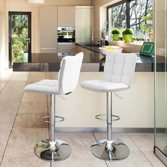 Set 2 scaune bar reglabile, rotative, piele PU |S 614159 White(2pcs)