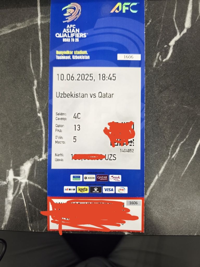 Futbolga Bilet UZB vs Qatar