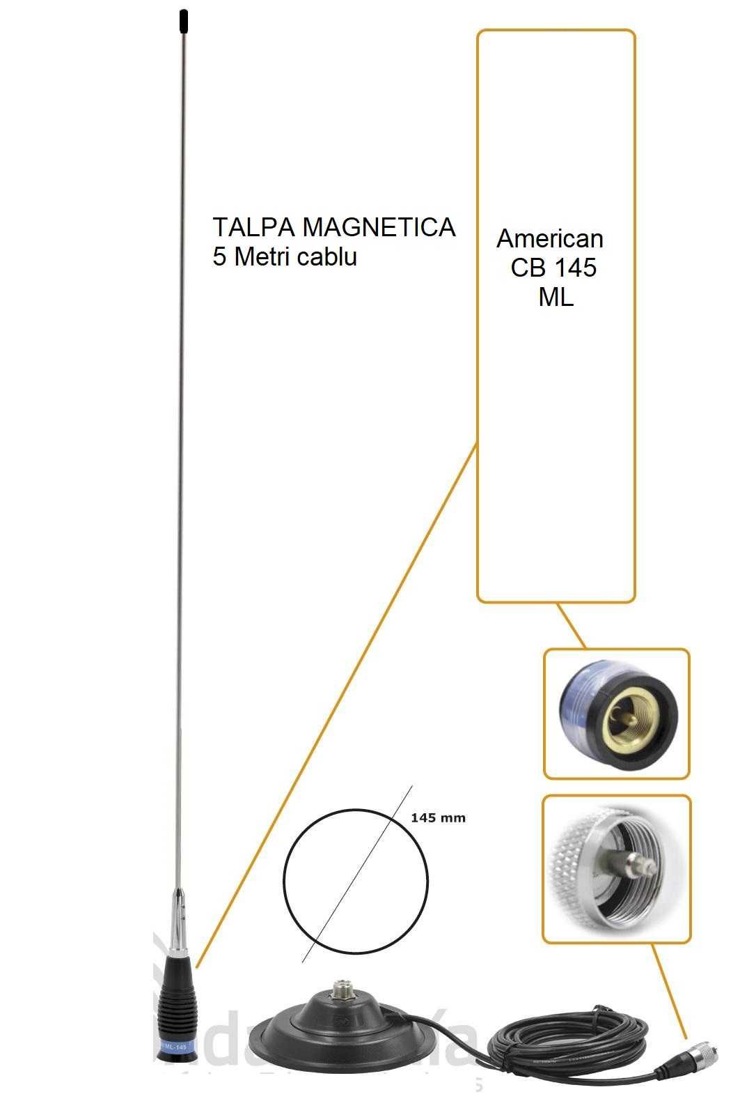 Antena radio CB cu talpa magnetica si cablu lung cu mufa, copii