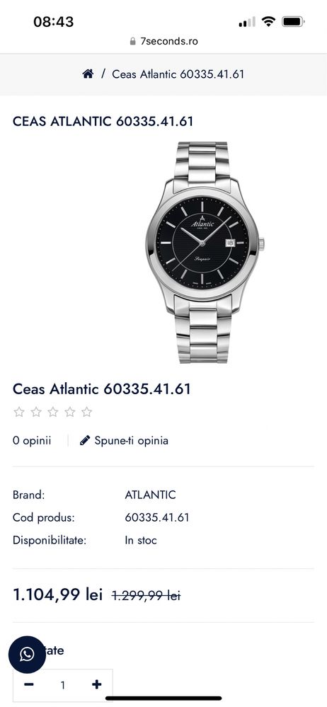 Ceas Atlantic dama NOU 20335.41.61