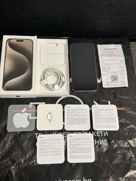 КАТО НОВ 256GB iPhone 15 PRO MAX Гаранция Vivacom 2025 г. Natural