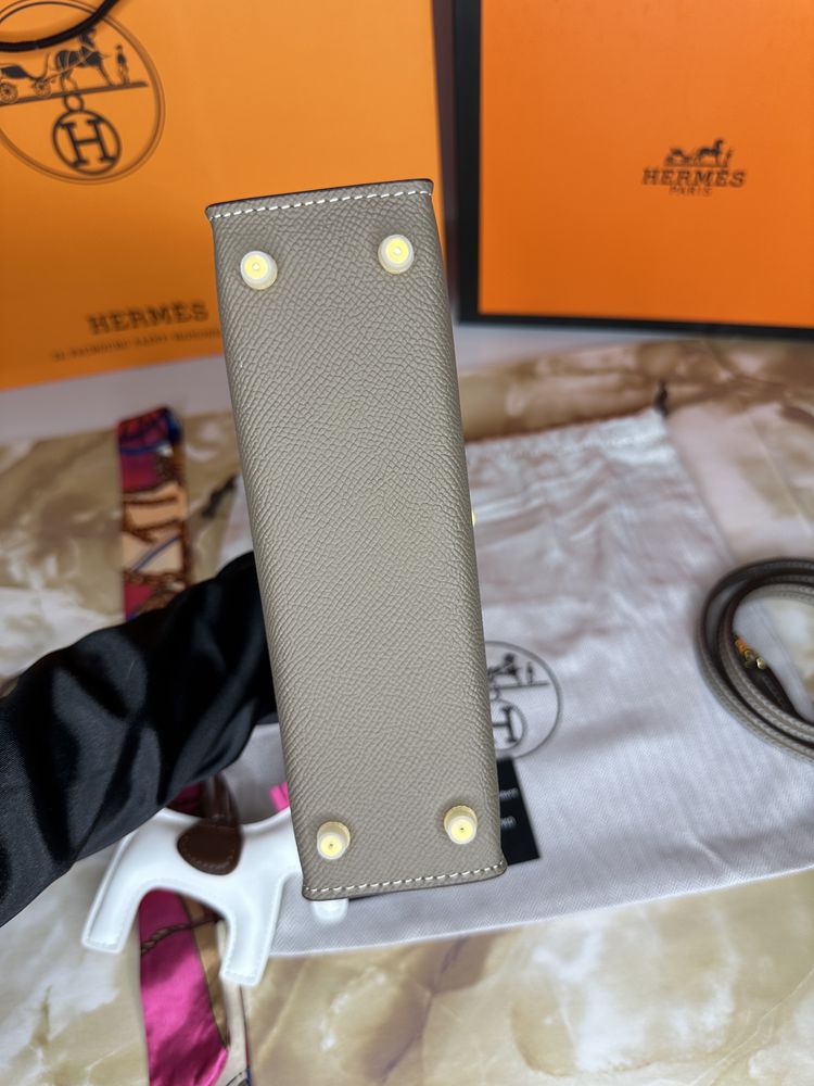 Geanta de lux HERMES Kelly mini 19 20 cm piele naturala 100% cadou (25
