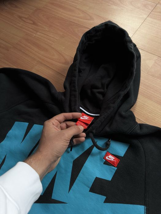 Hanorac hoodie bluza sweatshirt sweater Nike black cotton center logo