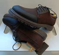Pantofi derby 41.5 42 split toe  premium BIANCO NOI piele naturala