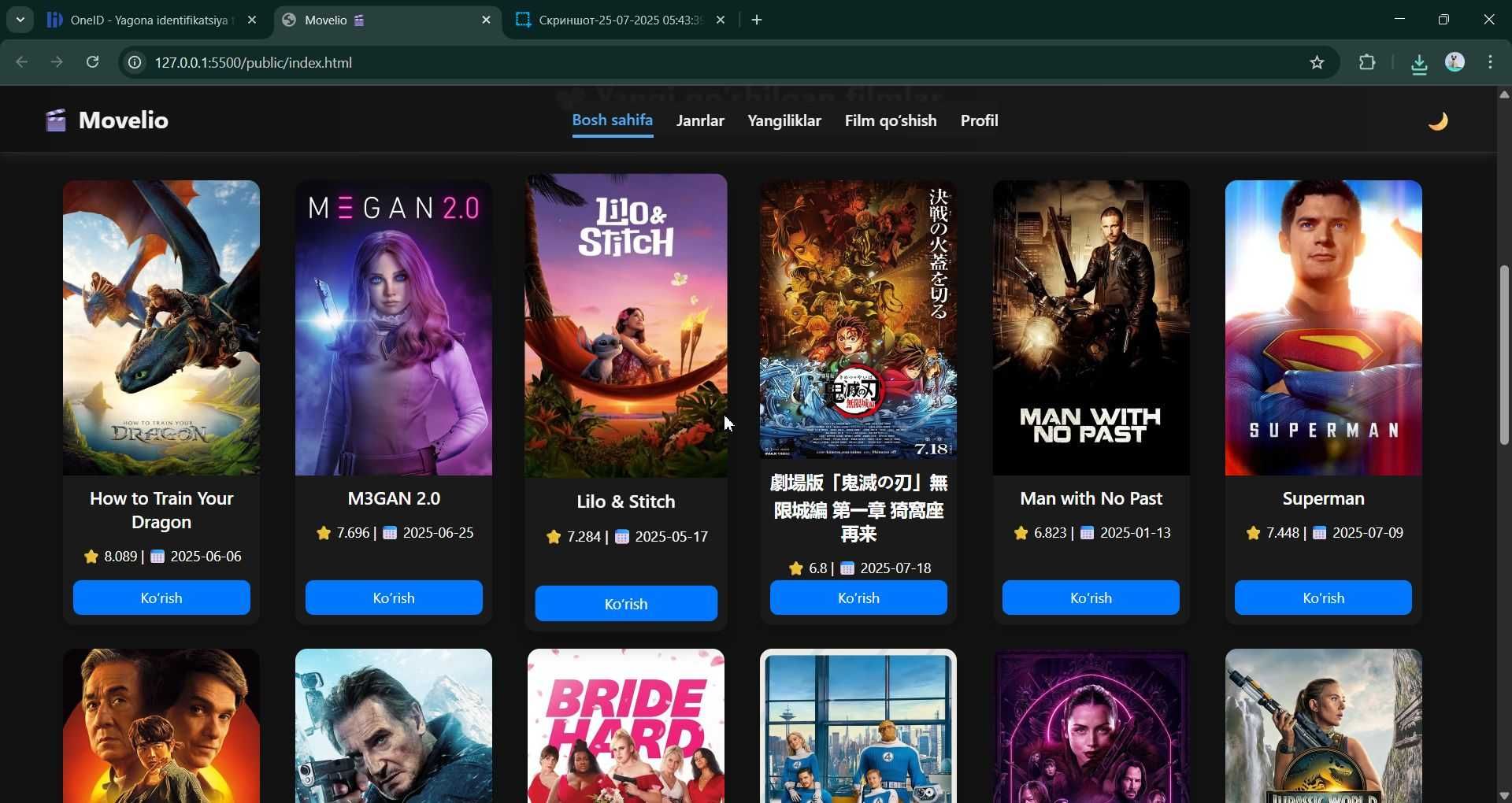 tayyor kino platformasi frontend qismi sotiladi, backend qismi yo'q
