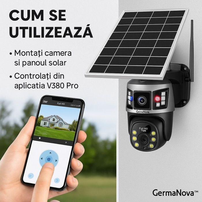 Camera supraveghere 4g cu panou solar si detectare miscare
