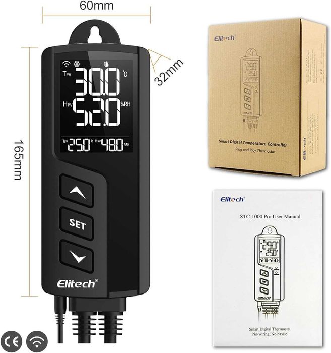 Priza&Termostat ELITECH STC-1000Pro-TH temperatură si umiditate SERA