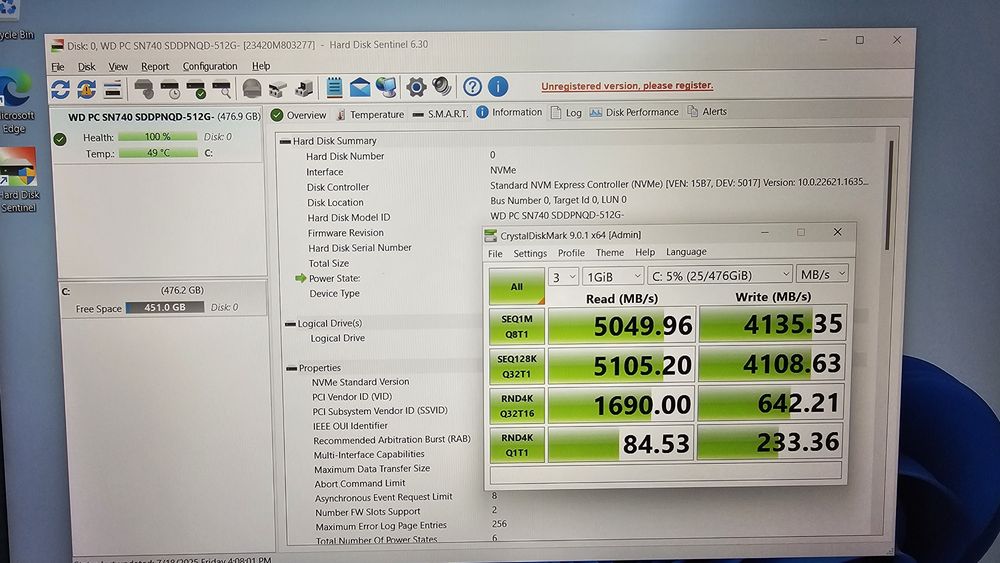 SSD WesternDigital SN740 512gb pci-e 4.0 viteza 5000mb/s