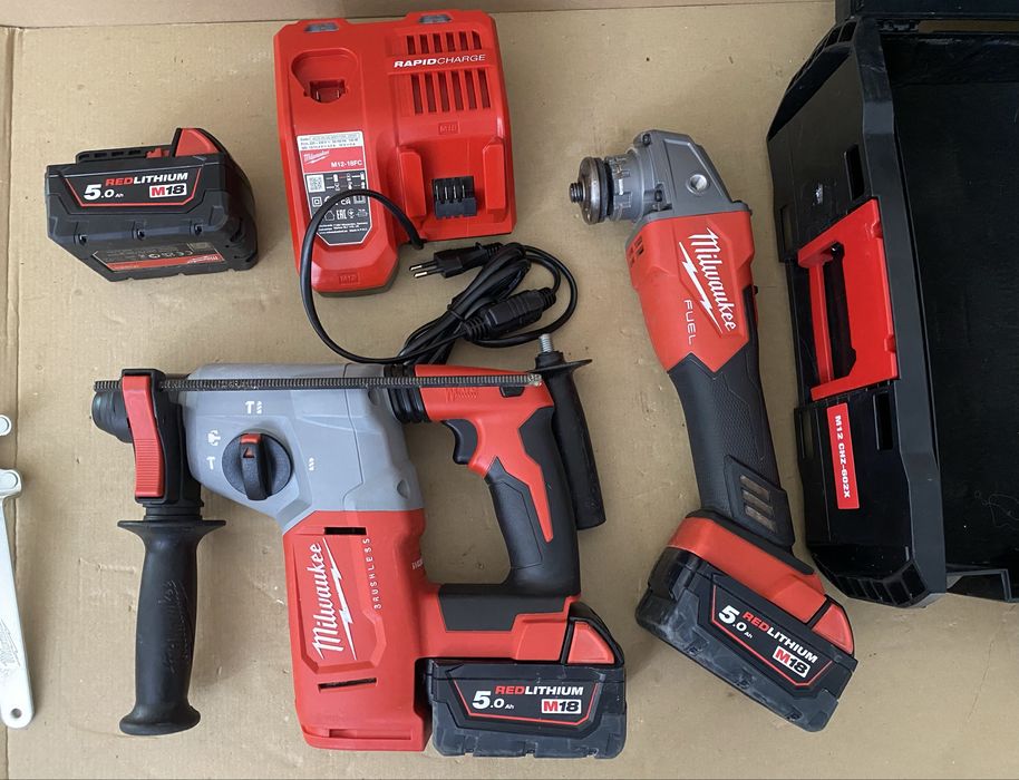 Milwaukee M18 set rotopercutor si polizor unghiular fabricatie 2023