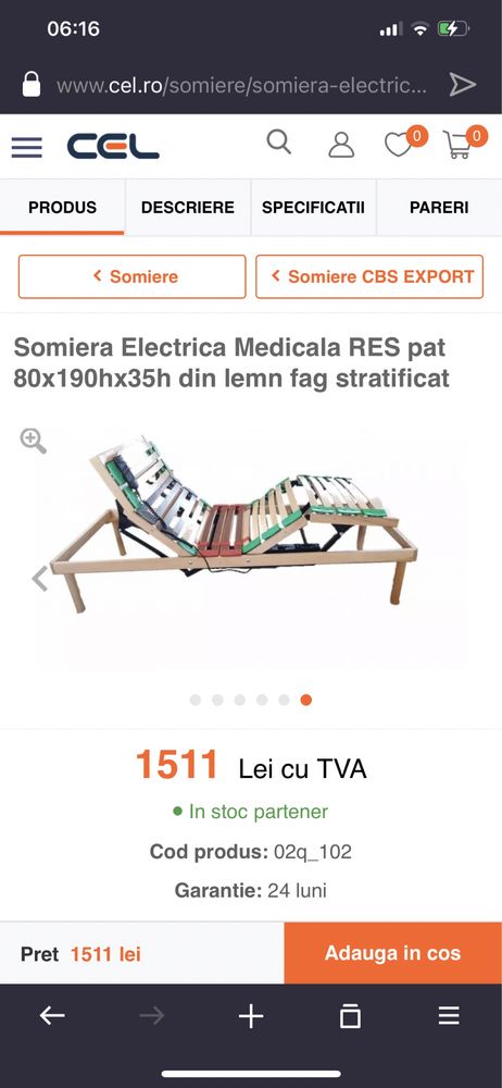 Somiera electrica inclinatie reglabila