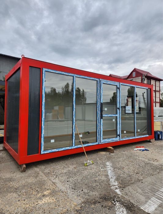 Container cu geam gri antracit modular birou magazin sanitar