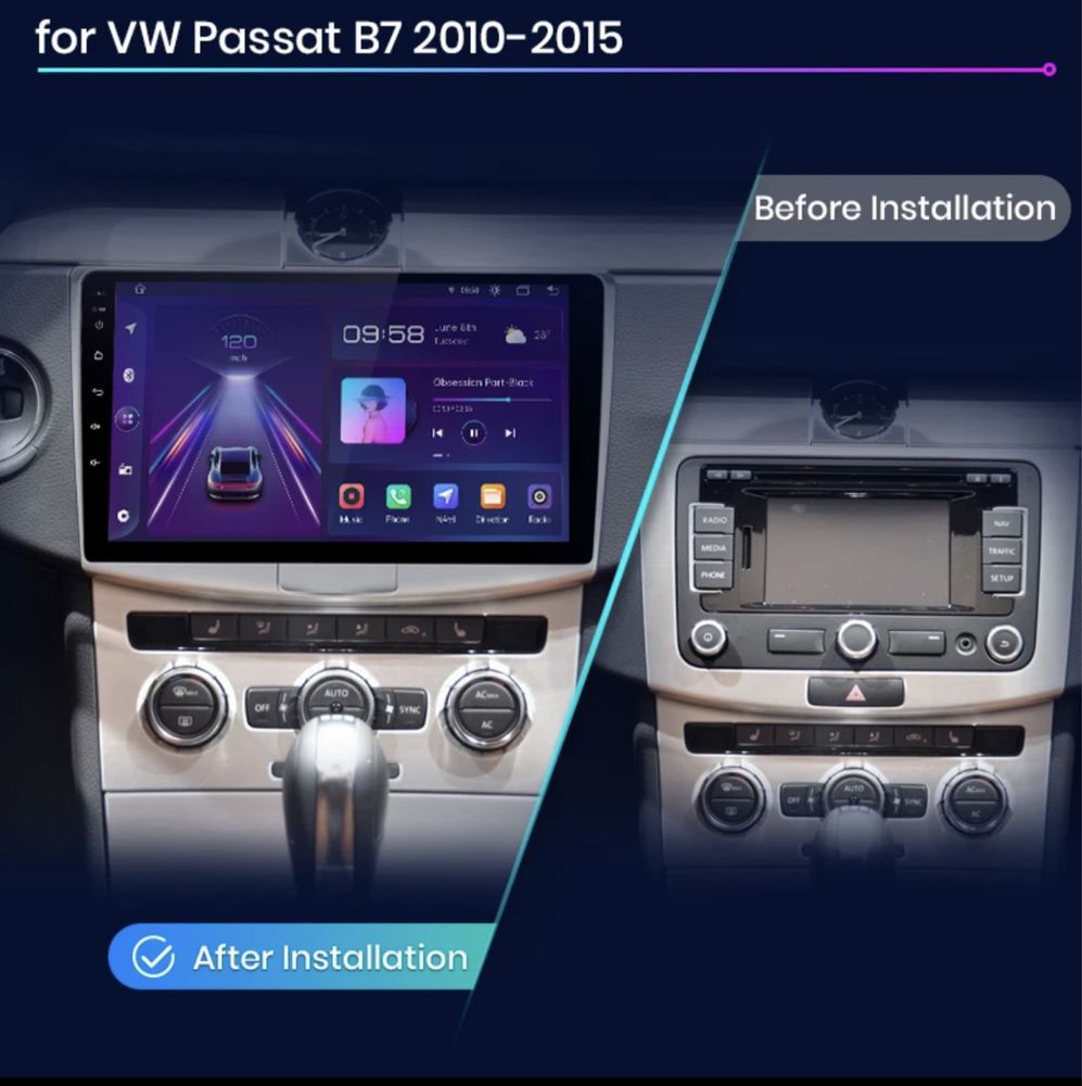 Navigatie Android CarPlay VW Passat B6 B7 CC Ram 10.1 Inch Volkswagen