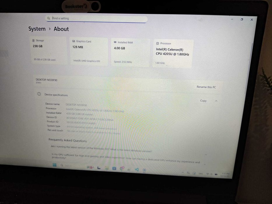 Vand laptop Lenovo IdeaPad, model S145-15IWL, Intel Celeron