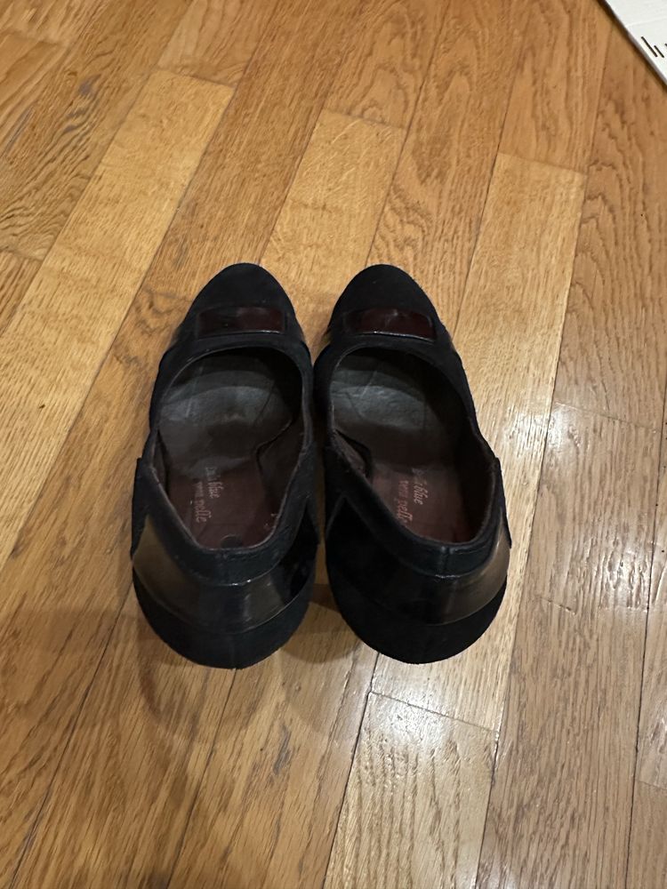 Pantofi din piele cu toc gros si platforma Boston Shoes
