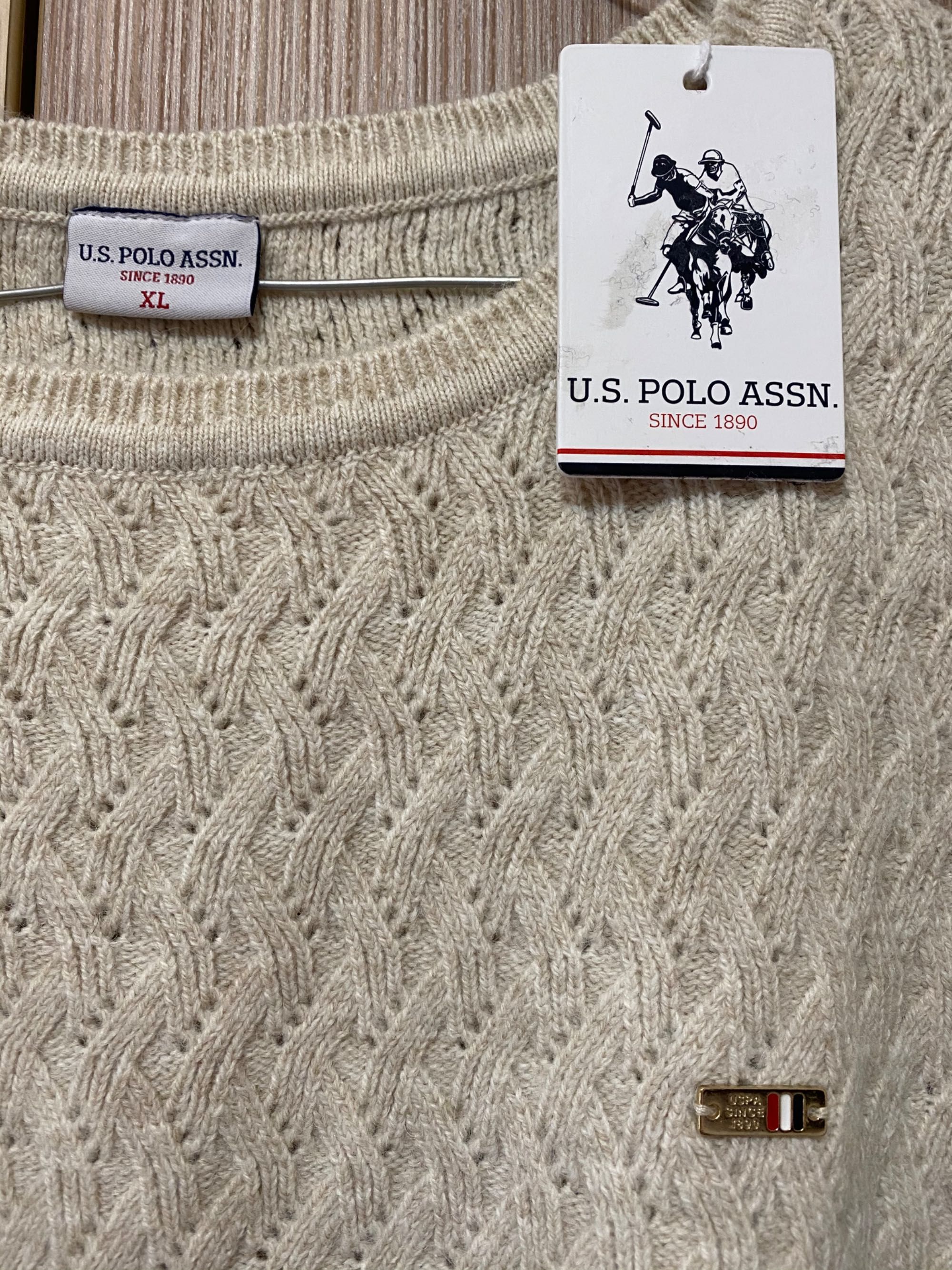 Pulovar US Polo Assn, Nou, bej ,XL