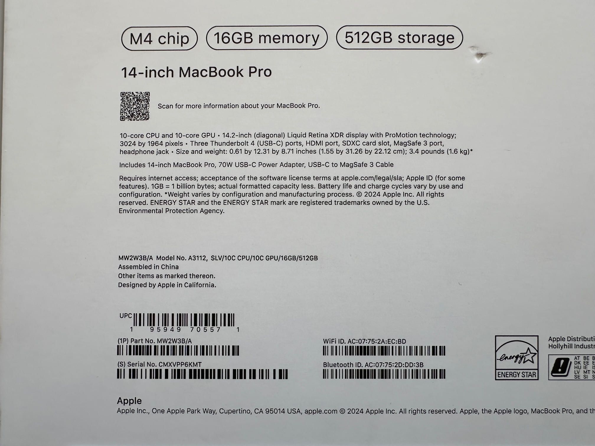 Чисто Нов MacBook Pro 14" M4 Chip 10-CPU/10-GPU/16RAM/512SSD