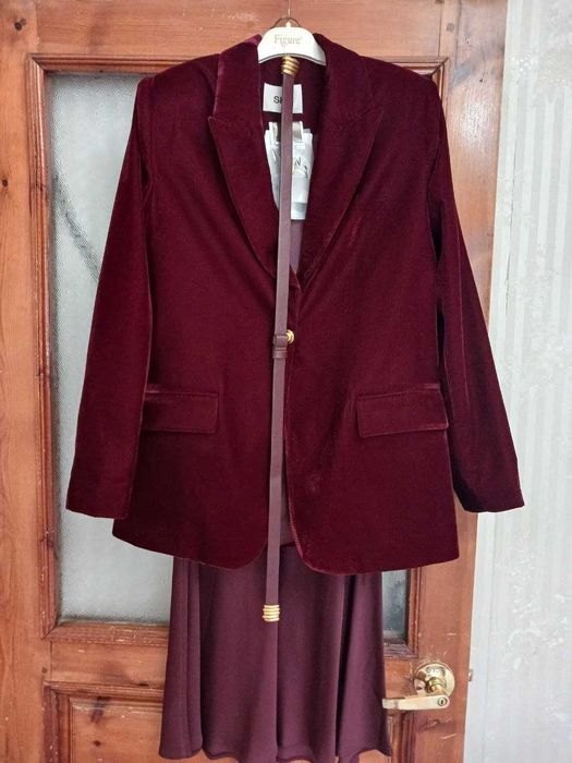 Велюровый костюм SHN Новый: эффект с первого взгляда роскошь марсалы