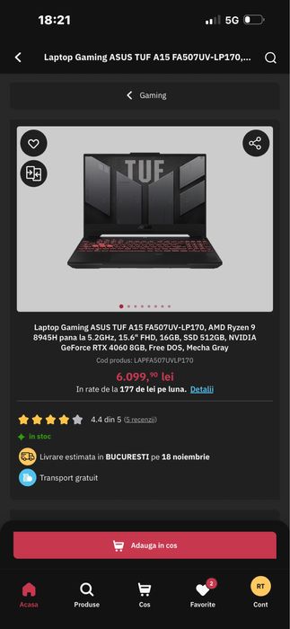 Asus tuf A15 fa507uv rtx 4060 8g + Amd ryzen 9