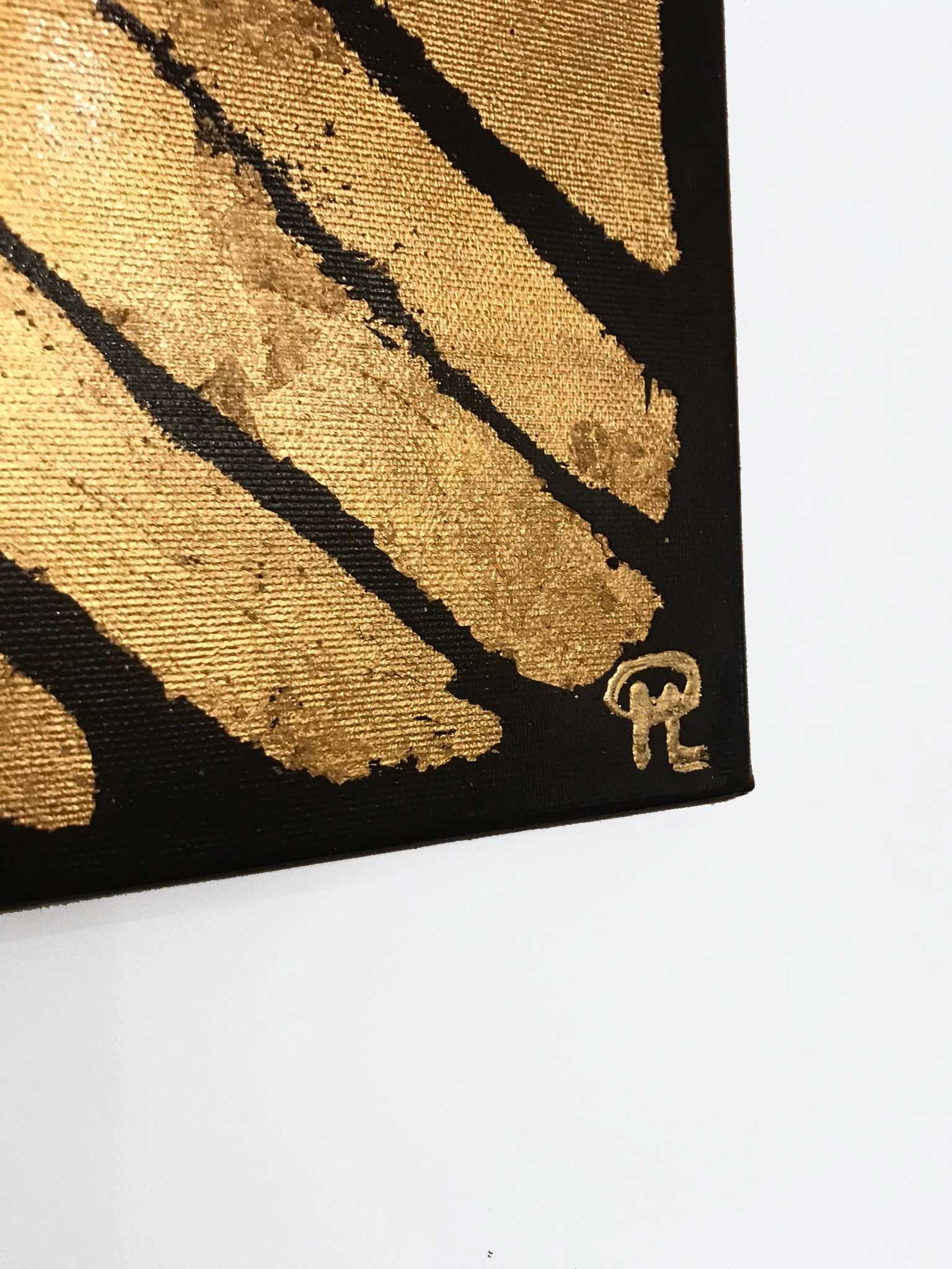 Tablou canvas negru cu auriu 40 x 40 cm