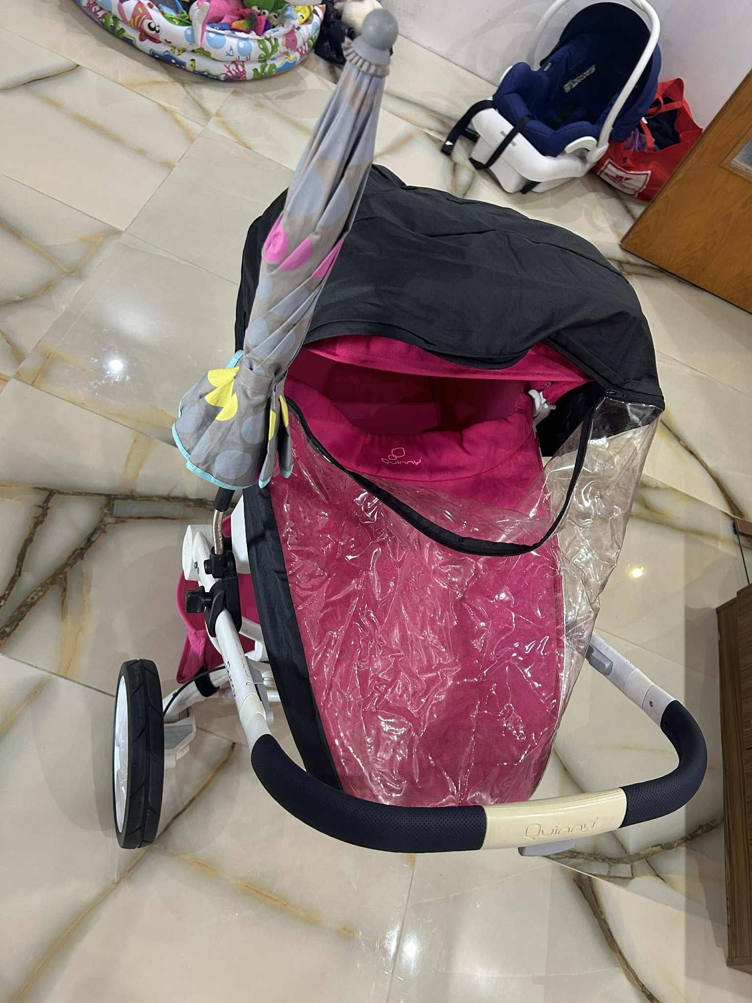Quinny количка с двата коша, дъждобрани, чадър и столче