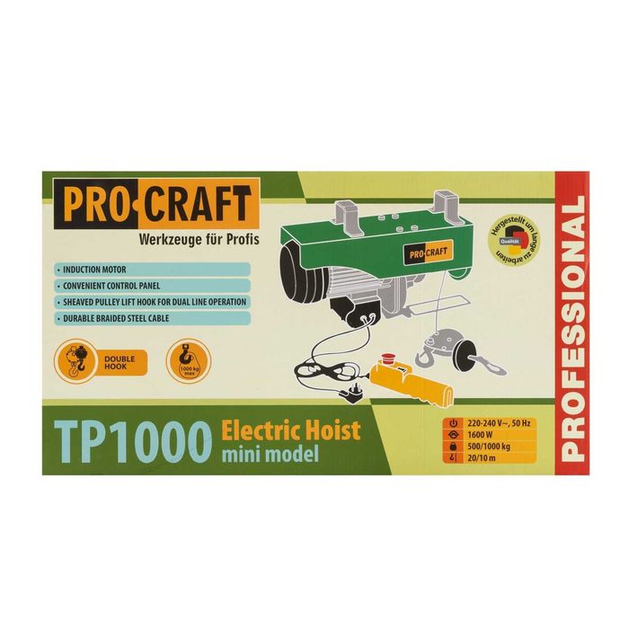 Troliu electric palan Procraft  1600W, cu kit montare 1000kg