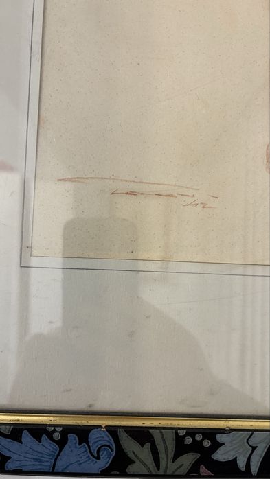 Tablou in Creion Nud Vechi Original Semnat-Stare Buna-Colectie-Vintage