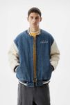 Мъжко пилотско яке от деним с ръкави от еко кожа Pull&Bear, XL