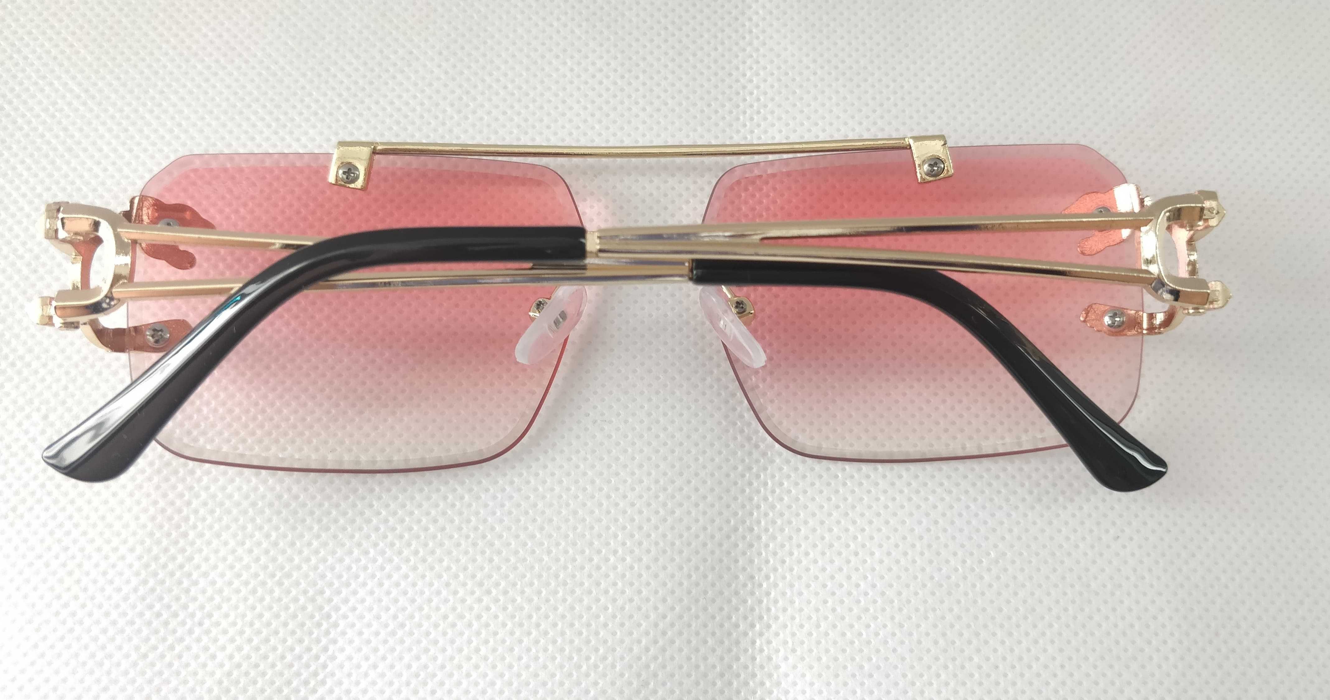 Ochelari de soare Cartier model 2, lentile roz, rama aurie