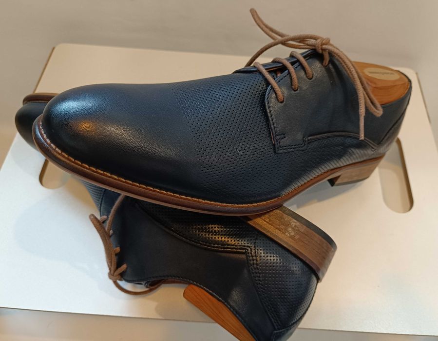 Pantofi derby 40 40.5 premium MInelli NOI piele naturala moale
