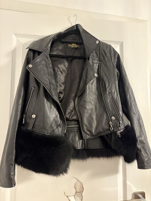Geaca de piele cu blana detasabila