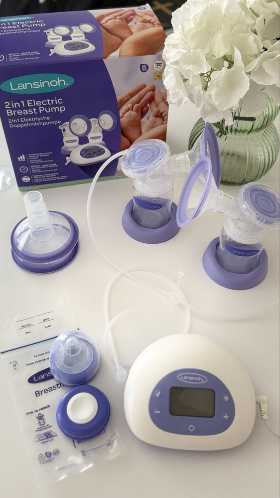 Pompa dubla de san electrica Lansinoh + pungi stocare lapte