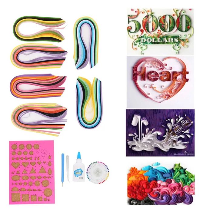 КОМПЛЕКТ ЗА КВИЛИНГ - произведения на изкуството върху хартия.