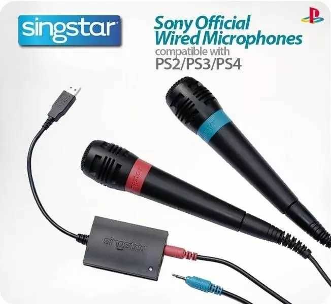 Комплект 2 броя SingStar Wired Microphones + Singstar USB Adapter