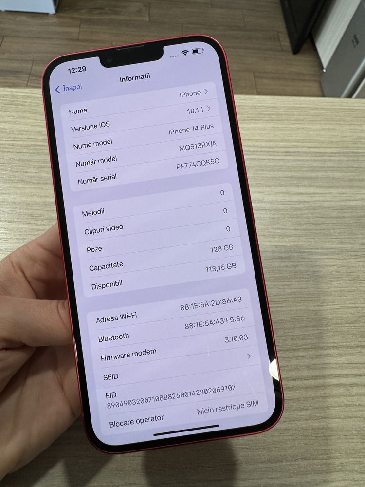 iPhone 14 Plus, 128GB, 5G, RED, Impecabil/CA NOU!!!