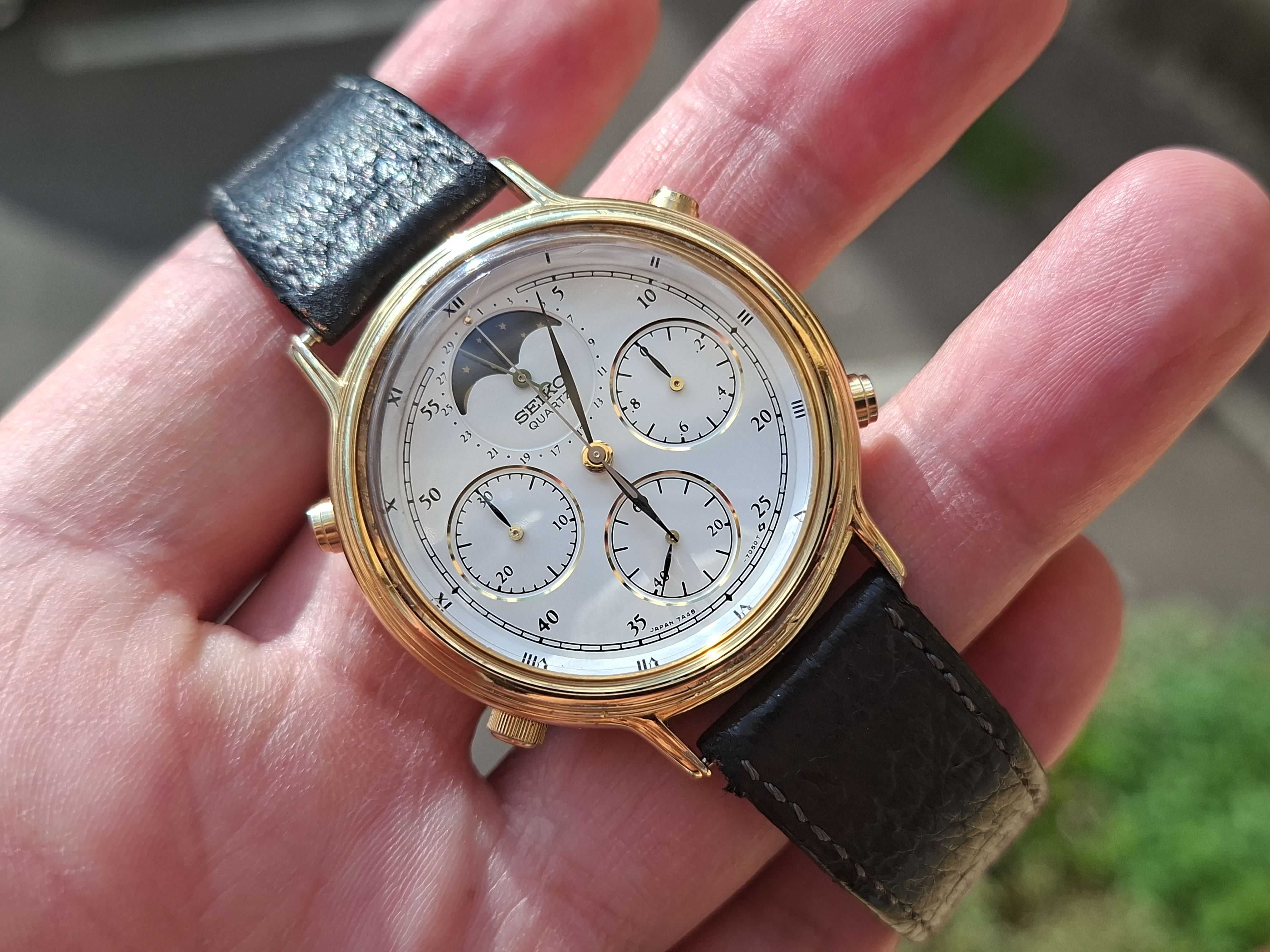 Ceas Seiko Cronograf Moon Phase Cal. 7A48A 15 rubine