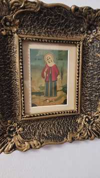 Tablou Sf.Filotea cu rama din gips pe lemn