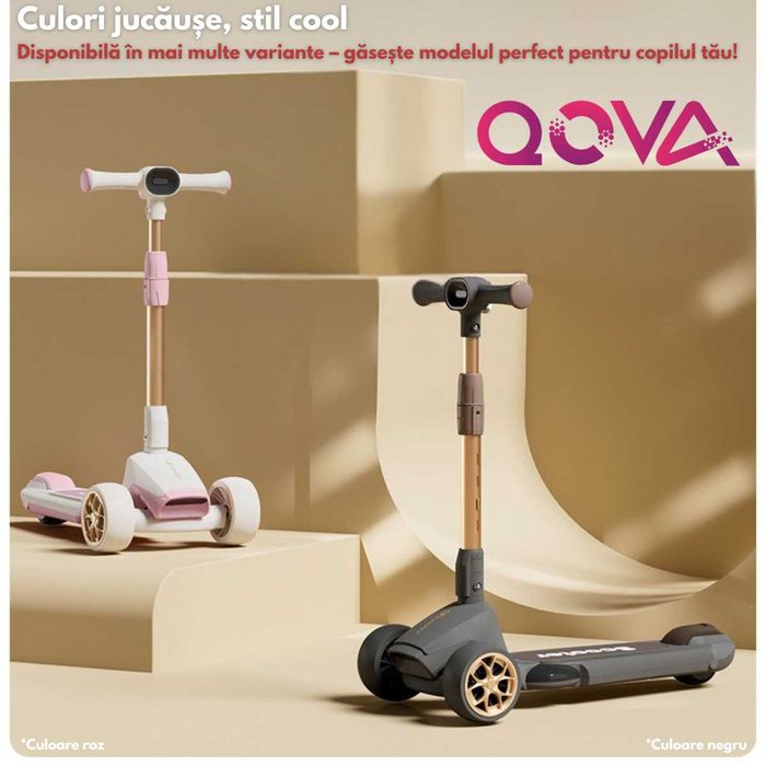 Trotineta pliabila pentru copii cu Lumini LED, Stabilitate cu 3 roti