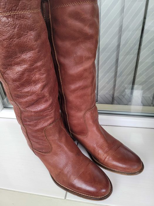 Естествена кожа дамски ботуши 40 номер