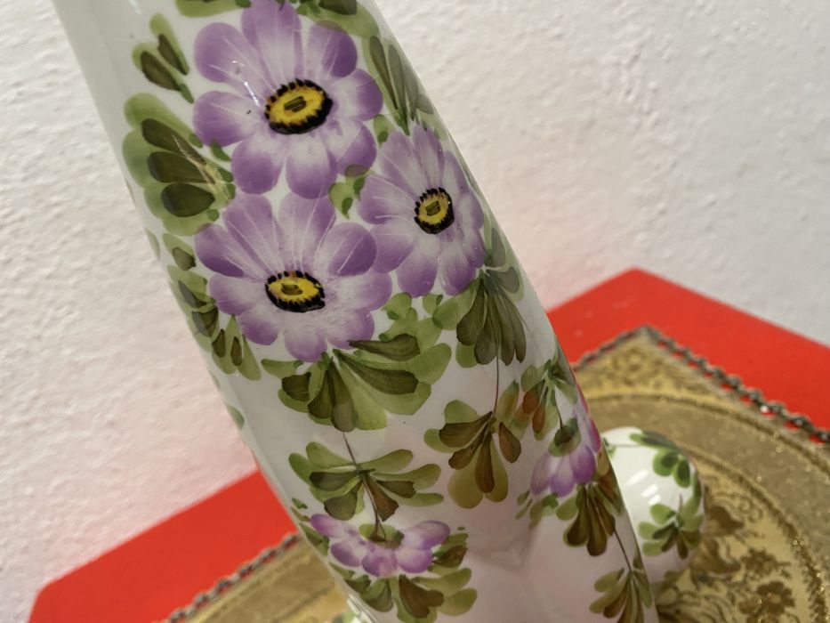 Италианска порцеланова котка с цветя  60 см