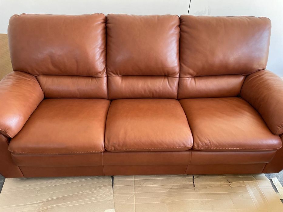 Canapea extensibilă, piele maro tabac