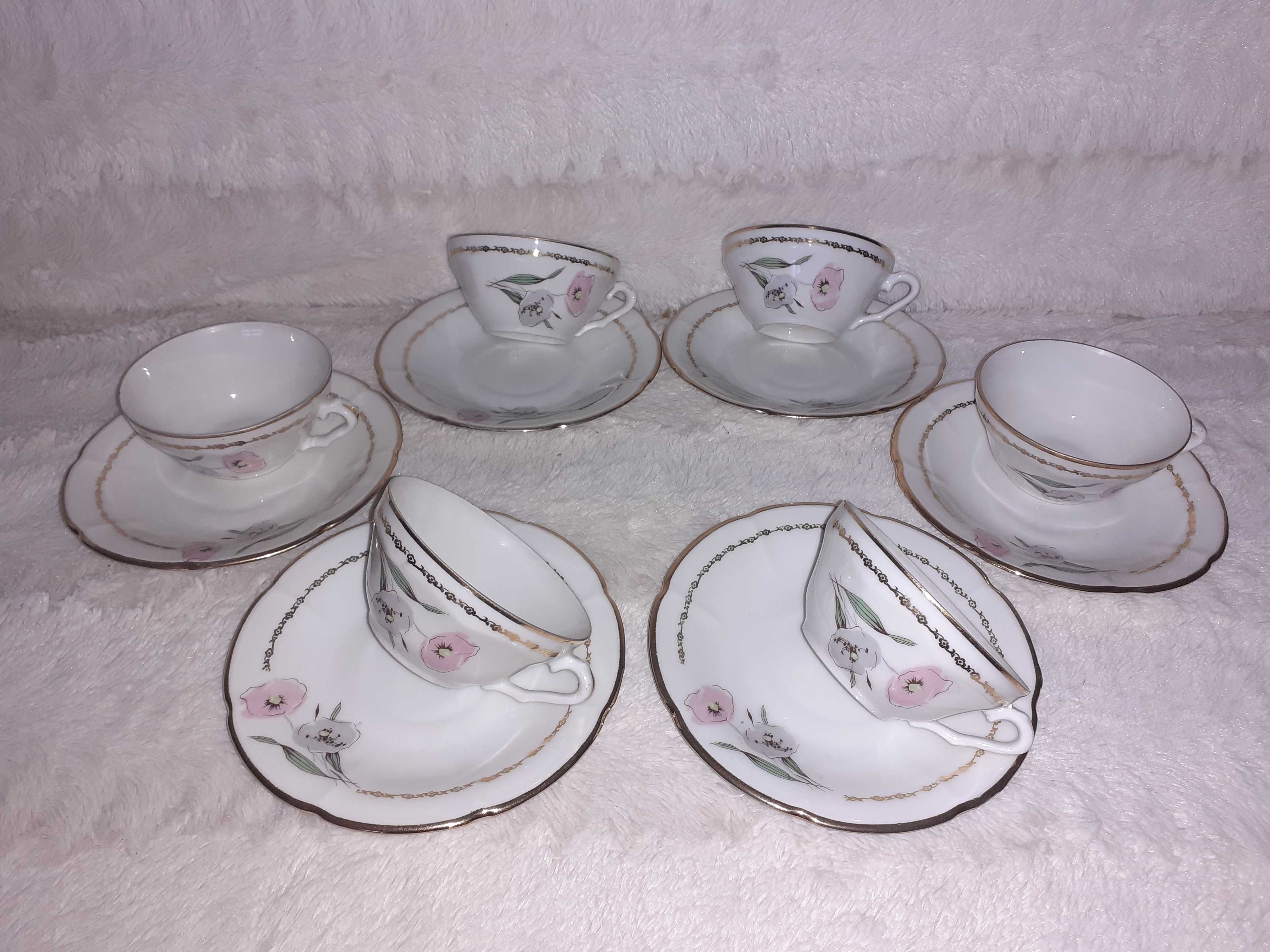 Set cafea portelan Limoges aurit