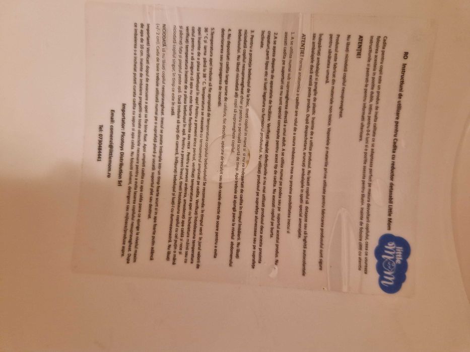 Cadita ergonomica cu reductor detasabil si termometru Little Mom roz