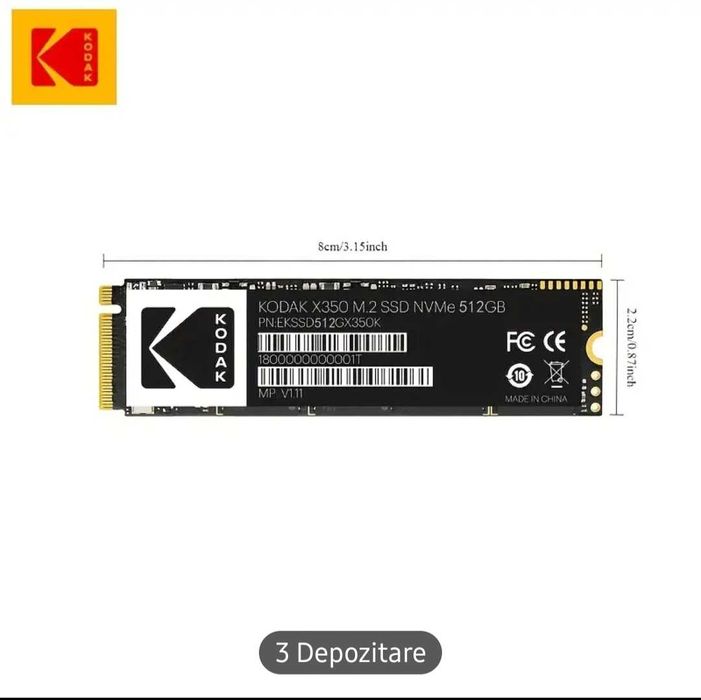 SSD M2,Kodak 512Gb+SSD 2.5"Kodak 512 Gb=250 ron,Laptop ,Ps5,Destop,Nou