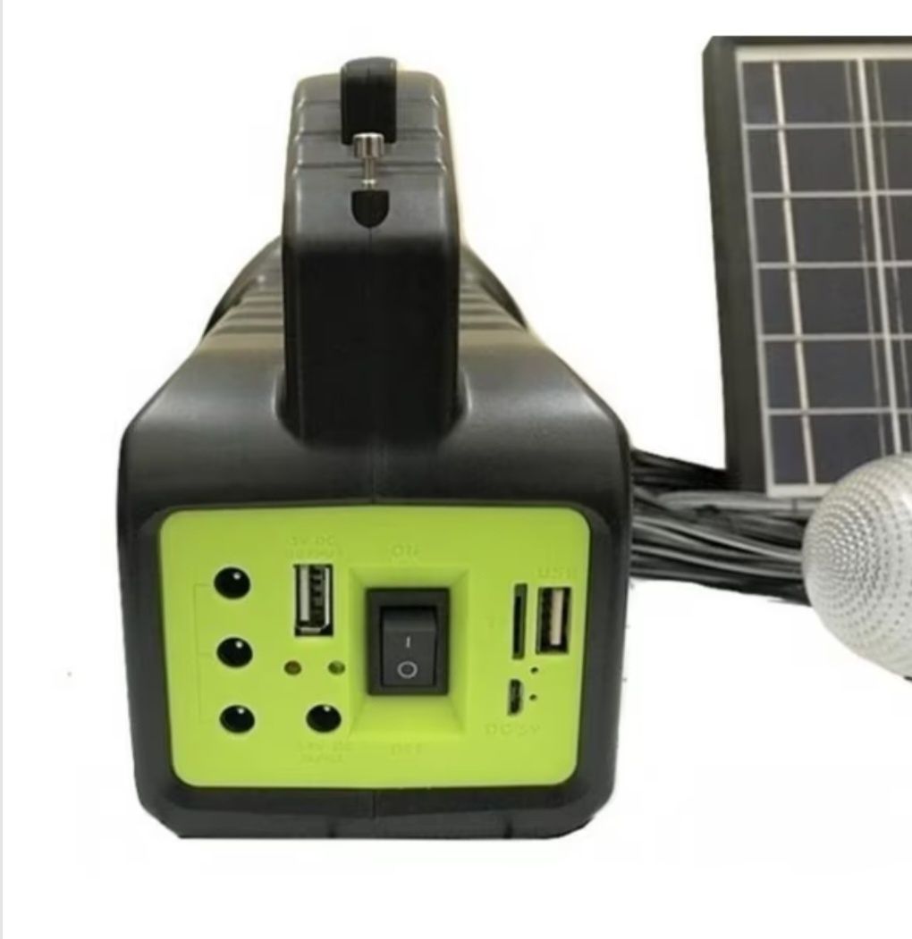 Kit portabil Gdlite 2000A cu panou solar 10W boxa BT Radio