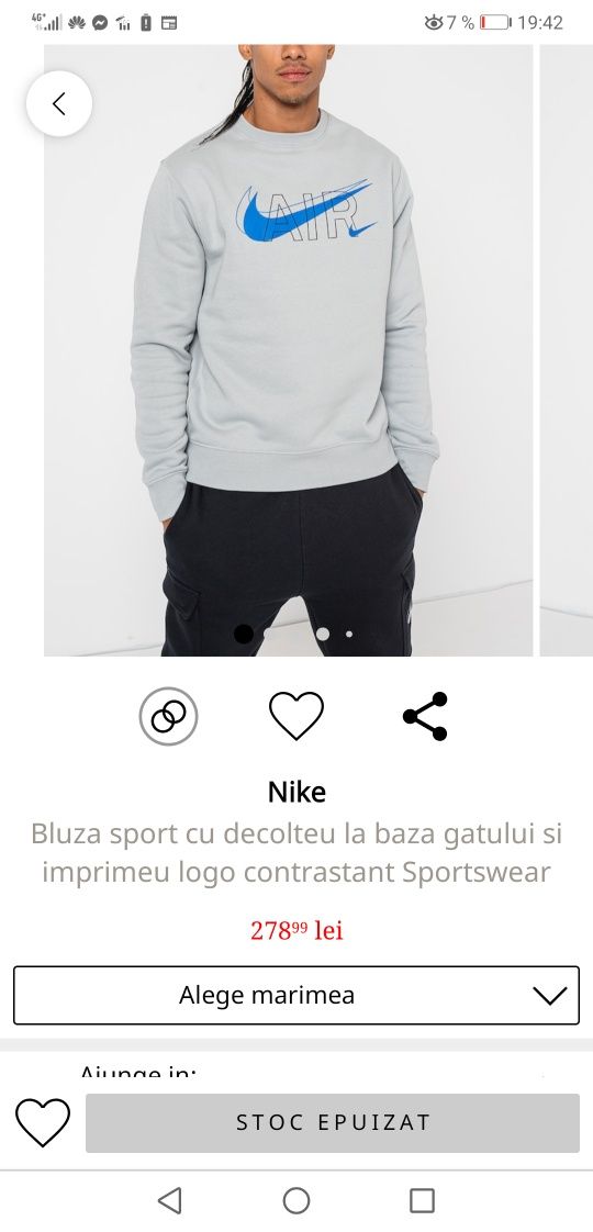 Bluza sport Nike barbati mânecă lunga