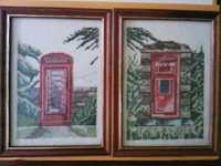 Set tablouri goblen cu punct mare cutii postale stradale Royal Mail UK
